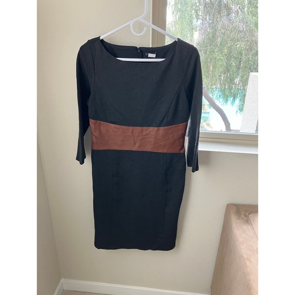 VENUS Dresses & Skirts - Venus Dress Womens Brown Black Colorblock Fitted Career Office‎ 3/4 Sleeve